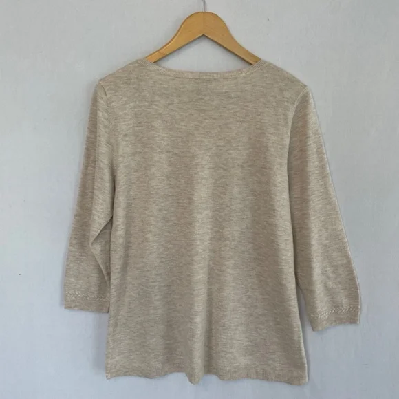Talbots Lightweight Knit Novelty Sweater Starfish Tan Size Medium - Picture 4 of 6